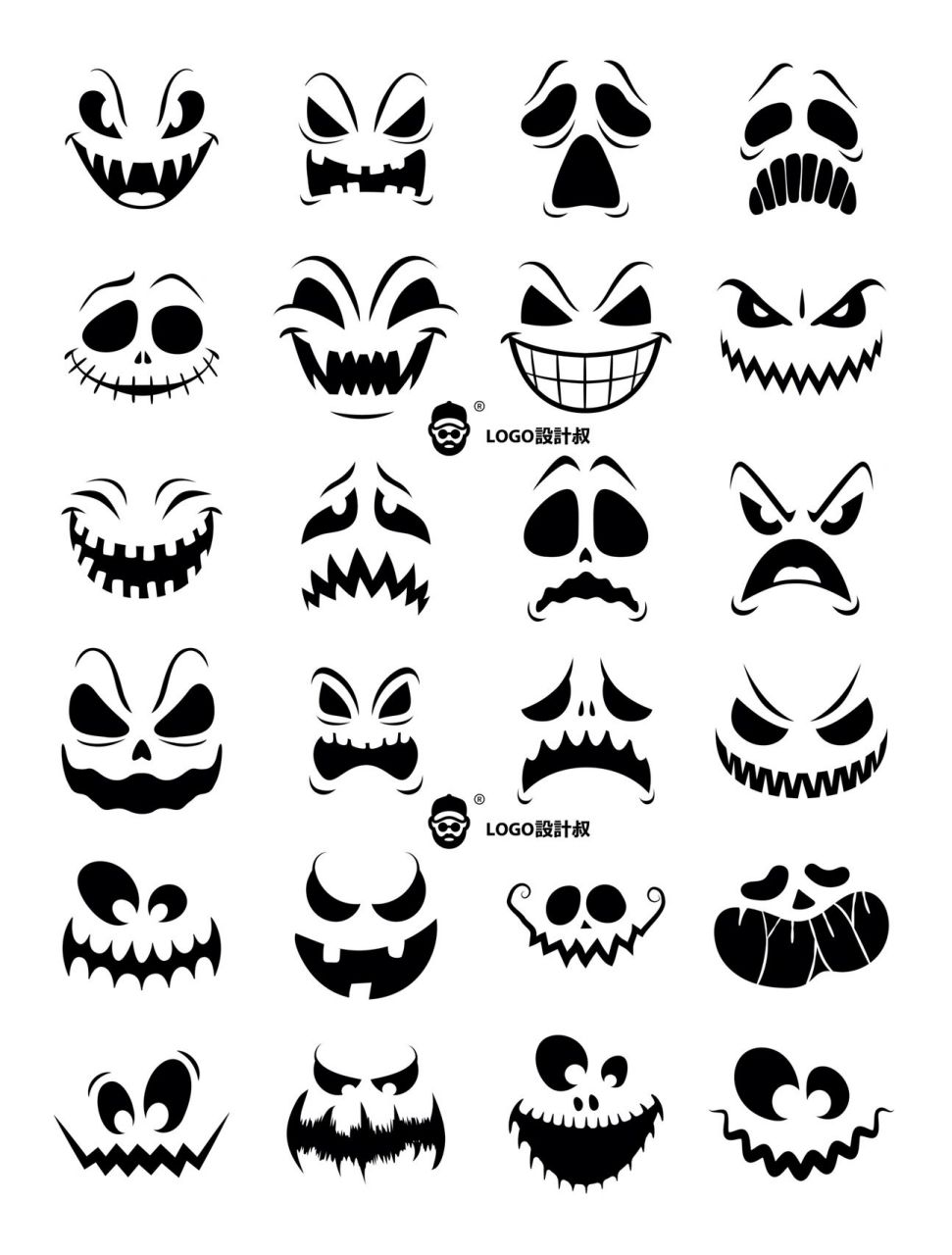 灵感采集94怪诞恶魔鬼脸恐怖表情图形标志