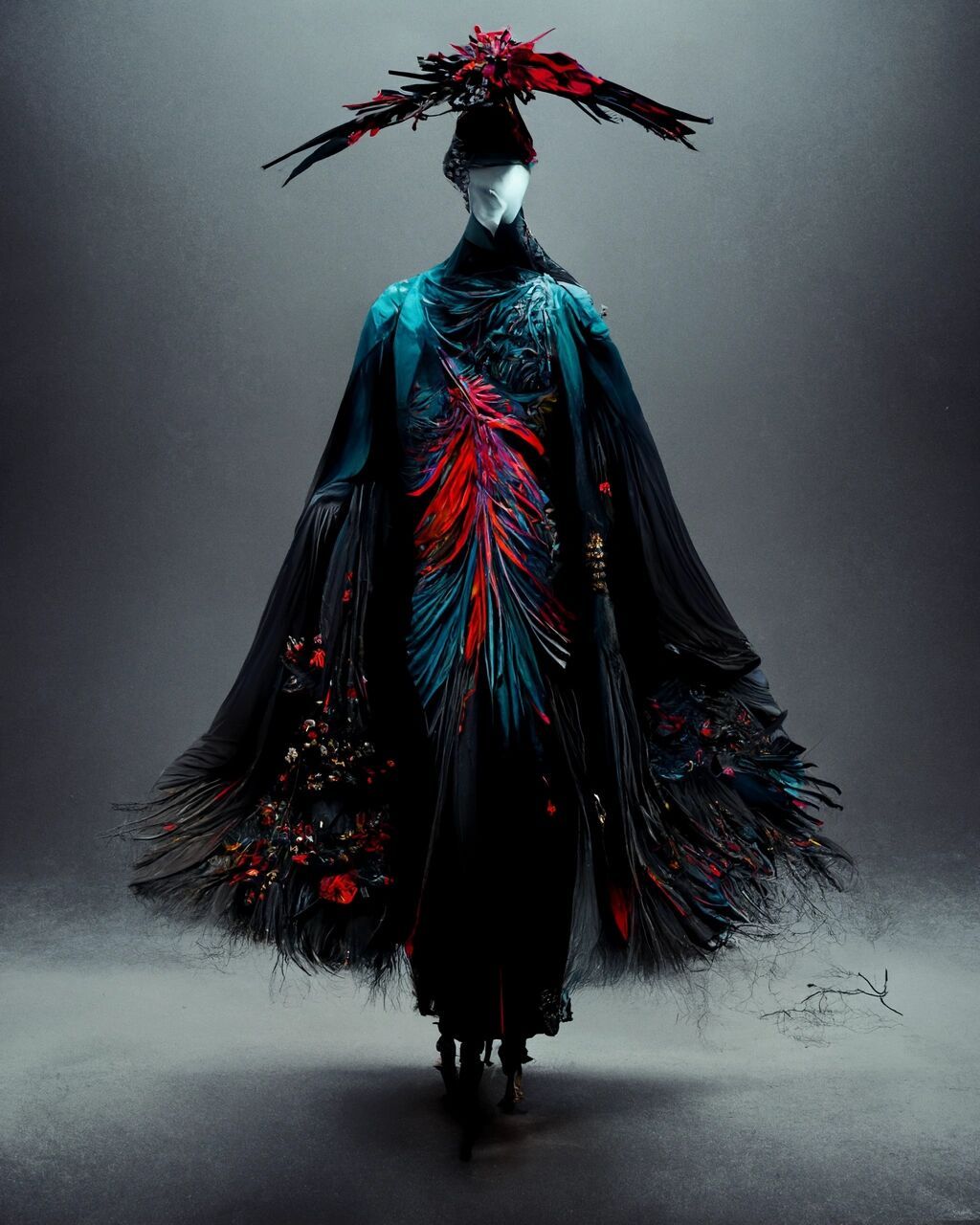 黑暗风【巴黎时装周高定系列 / 黑乌鸦 】 来一组ai 创作的巴黎时装周