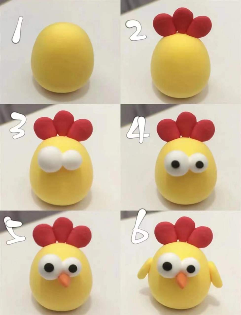 橡皮泥小鸡学做起来