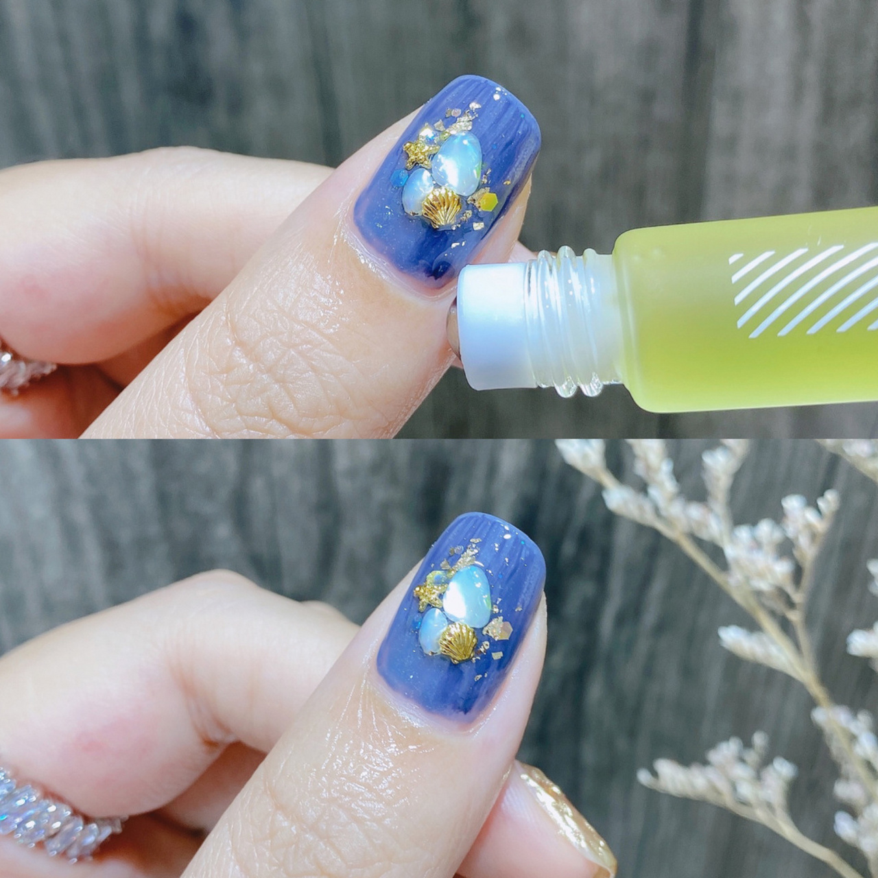 雾霾蓝海洋风98高级感复古猫眼贝壳美甲 9115雾霾蓝色系复古