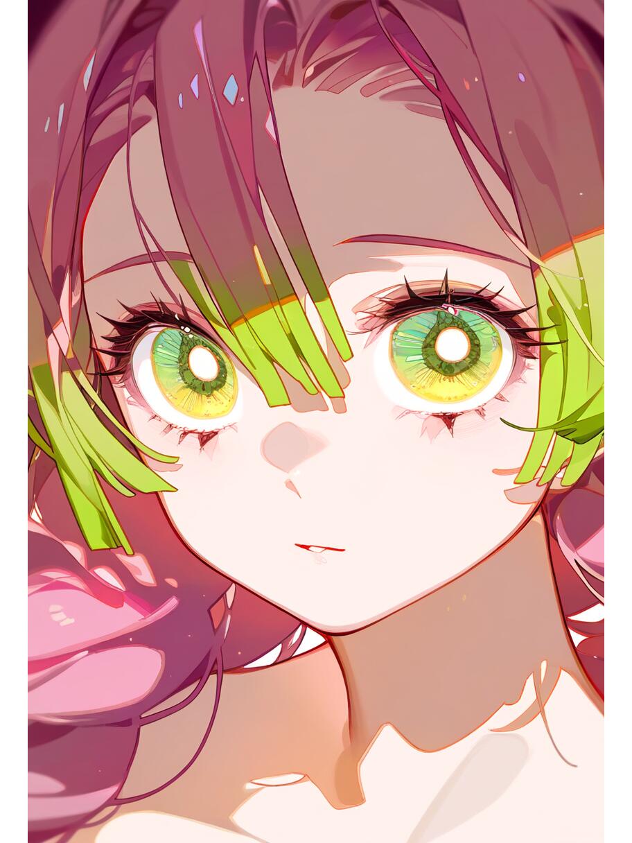 一个拥有粉色长发和绿色眼睛的美少女,她的美貌和力量并存,是鬼杀队中