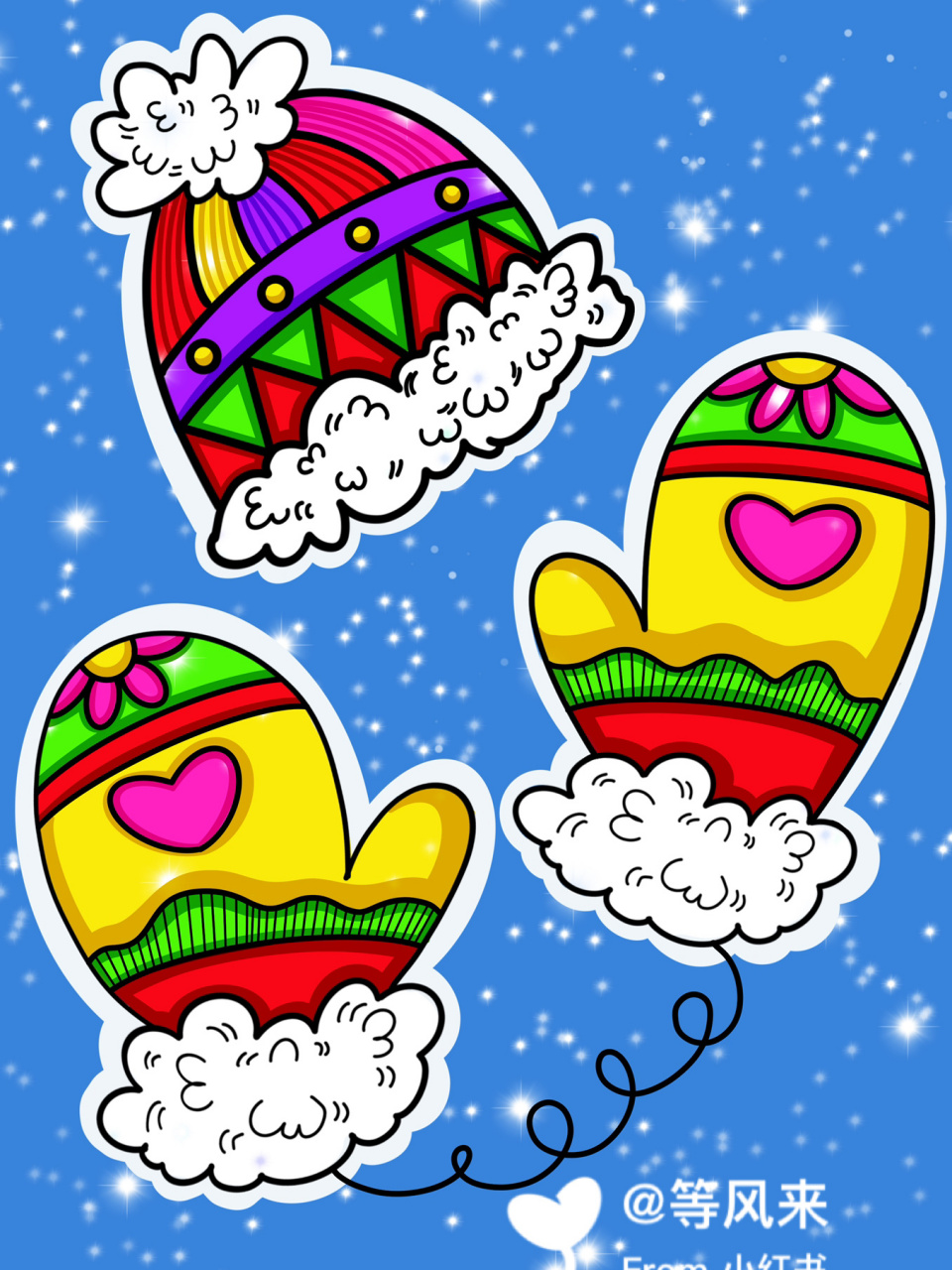 帽子00 手套02 儿童画 创意画 简笔画 #儿童简笔画# #创意儿童画