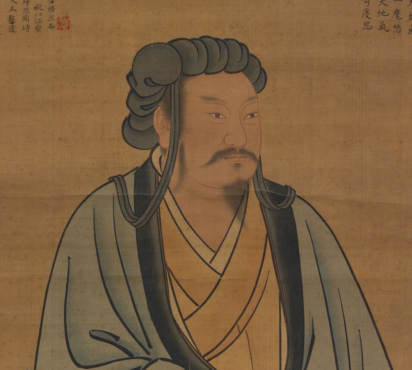 明诸葛亮立像,现所见版本诸葛亮肖像多于此 本图所画诸葛亮为全身像