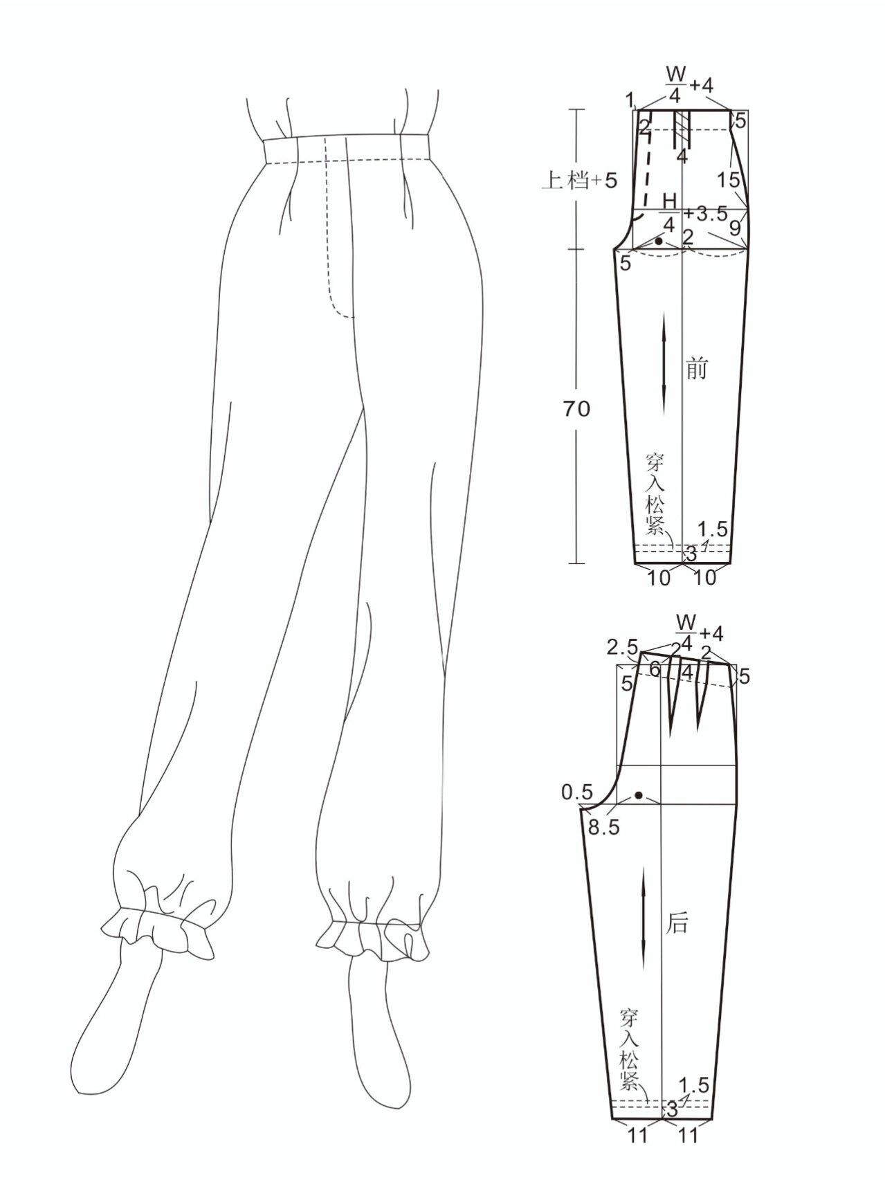 女休闲裤的裁剪方法图片