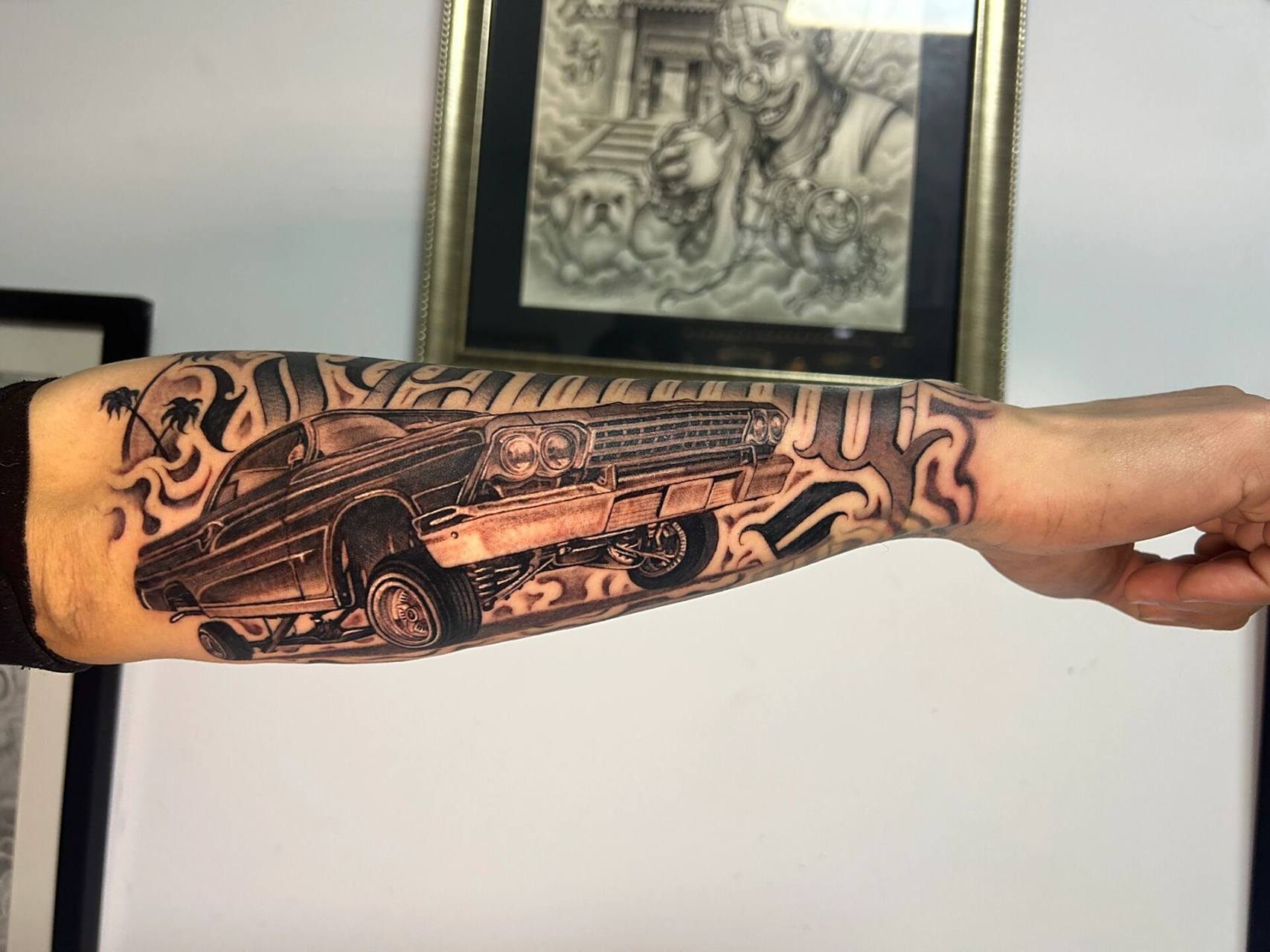 奇卡诺汽车纹身 lowrider小车上身 太喜欢了 感谢 tattoo 淳淳