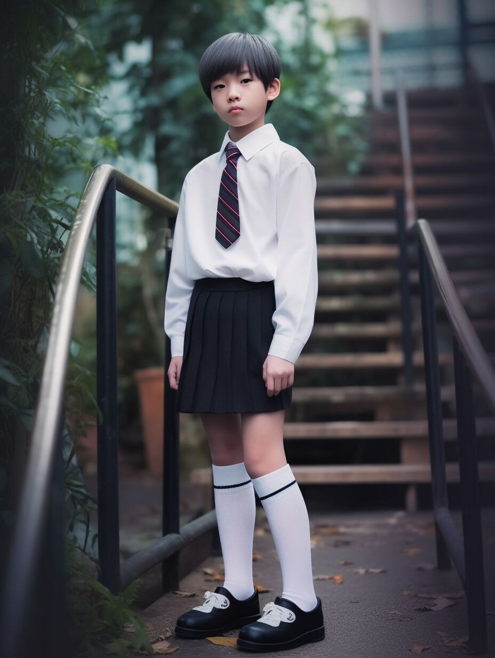 探索:男生穿校服 裙子 长筒袜的搭配 无意间刷出来的,发现也挺好看的