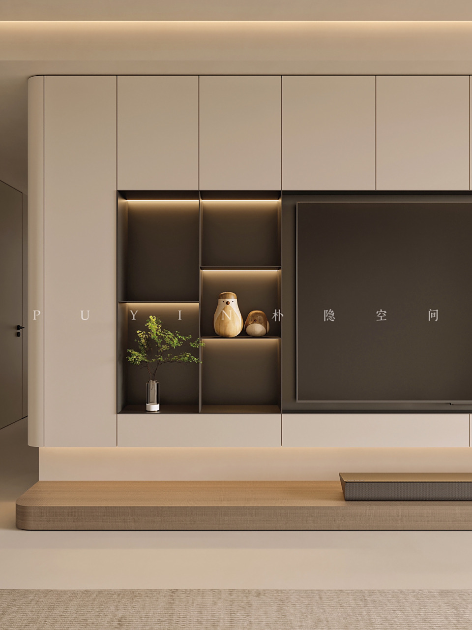 苏州全屋定制|极简风7815满墙电视柜爱啦6015 高级感和实用性