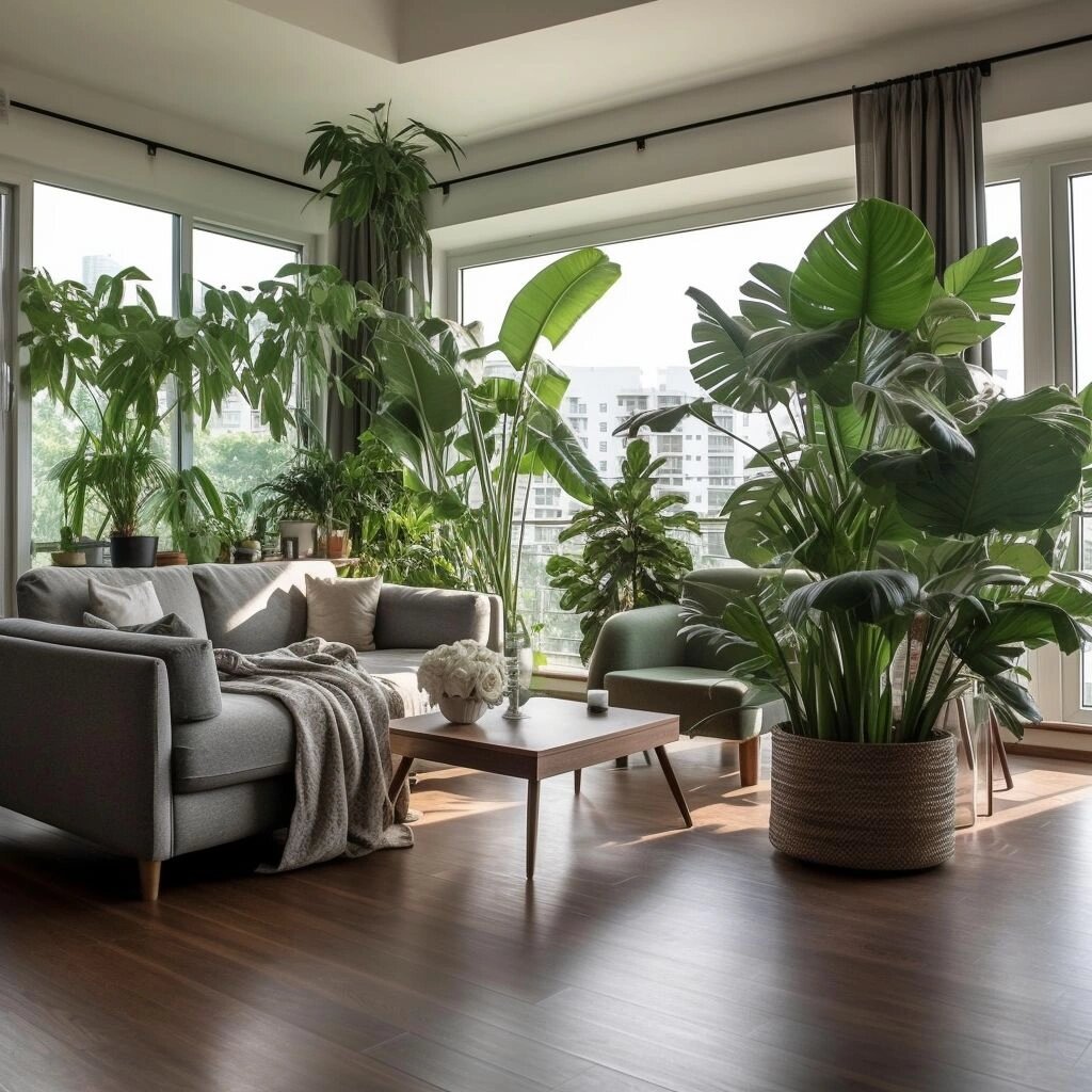 客厅绿植摆放大有讲究,让空间更有生机 1)绿植色彩与家居色彩要相宜 