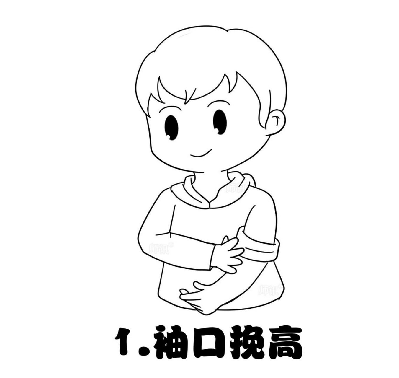 幼儿园小中大班洗手流程图/涂色版 