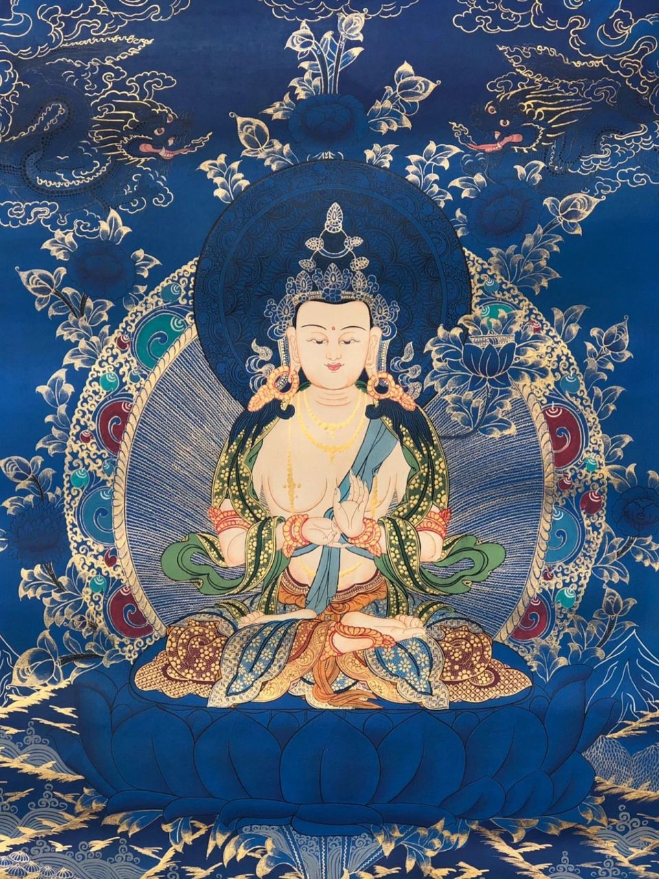 大势至菩萨唐卡:热贡唐卡艺术大师李秀著作 热贡唐卡大师李秀的大势至