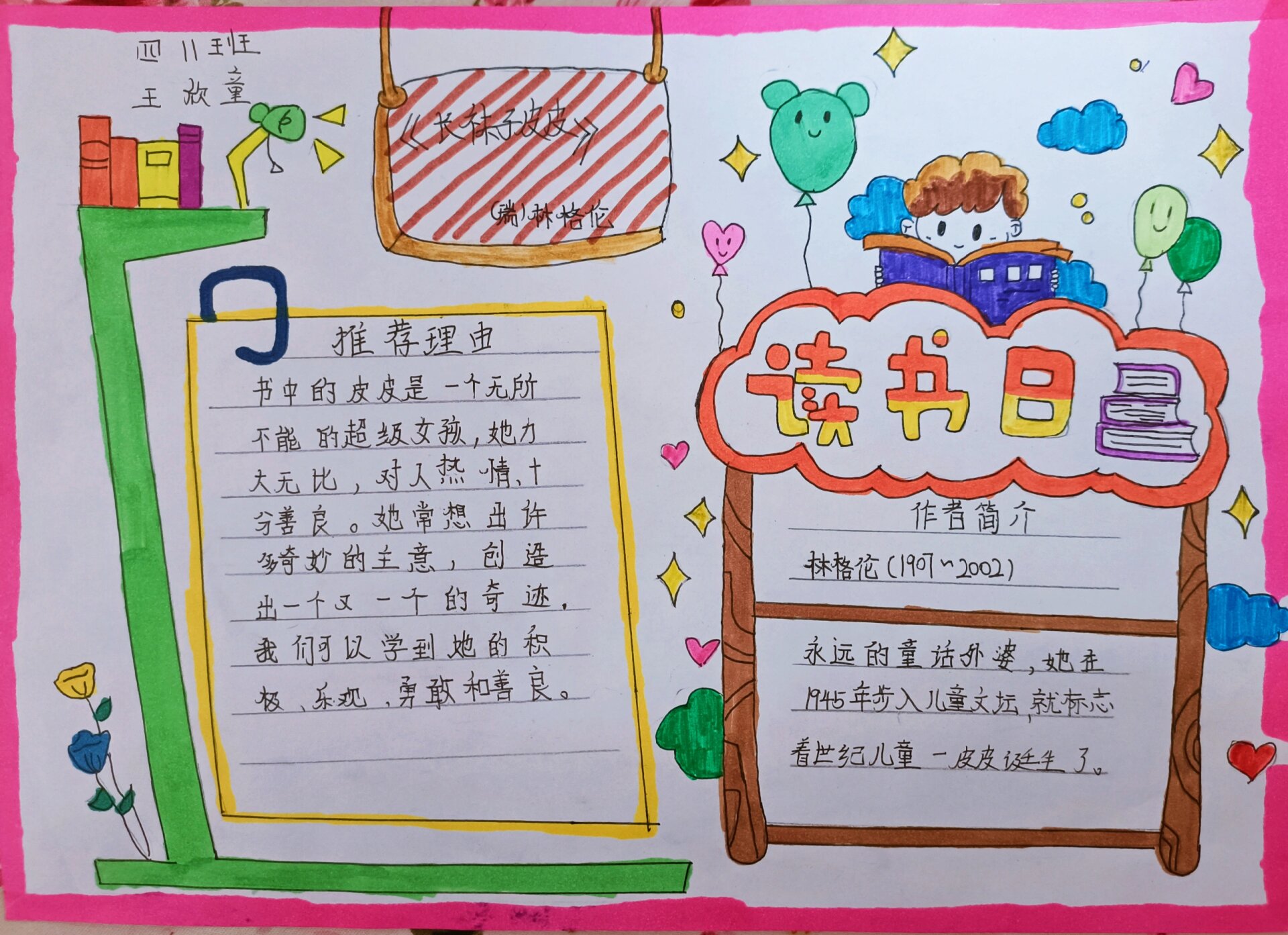 读书日手抄报《长袜子皮皮》