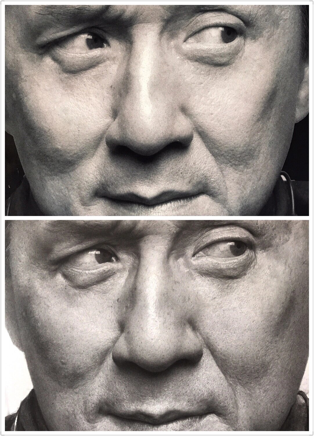 写实素描成龙大哥步骤(图1上面是照片