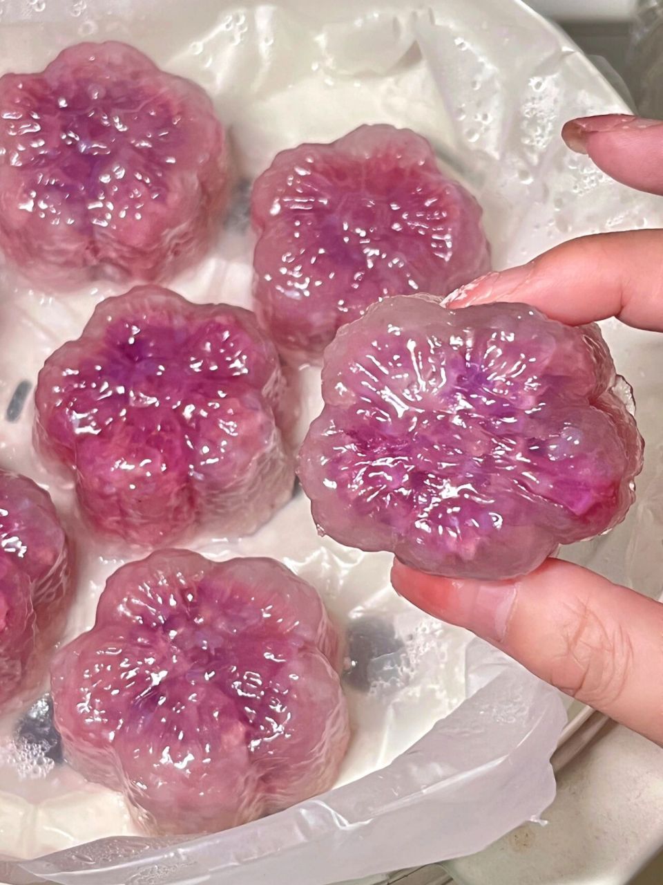 在宿舍不用烤箱也能做的紫薯水晶西米糕.软软糯糯超级好吃.