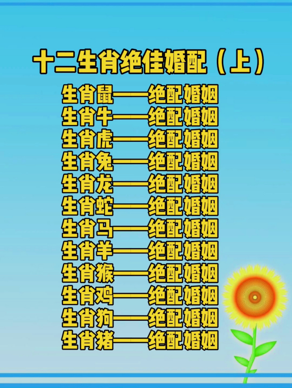 十二生肖绝佳婚姻配对(上) 十二生肖绝佳婚姻配对(上)