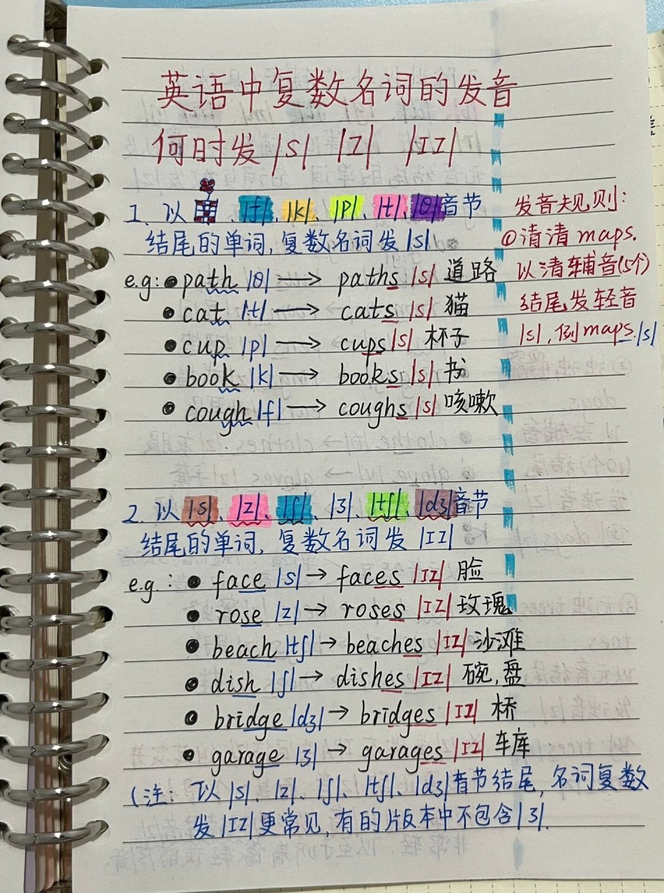 英语中名词复数的发音/s,/z/,/iz
