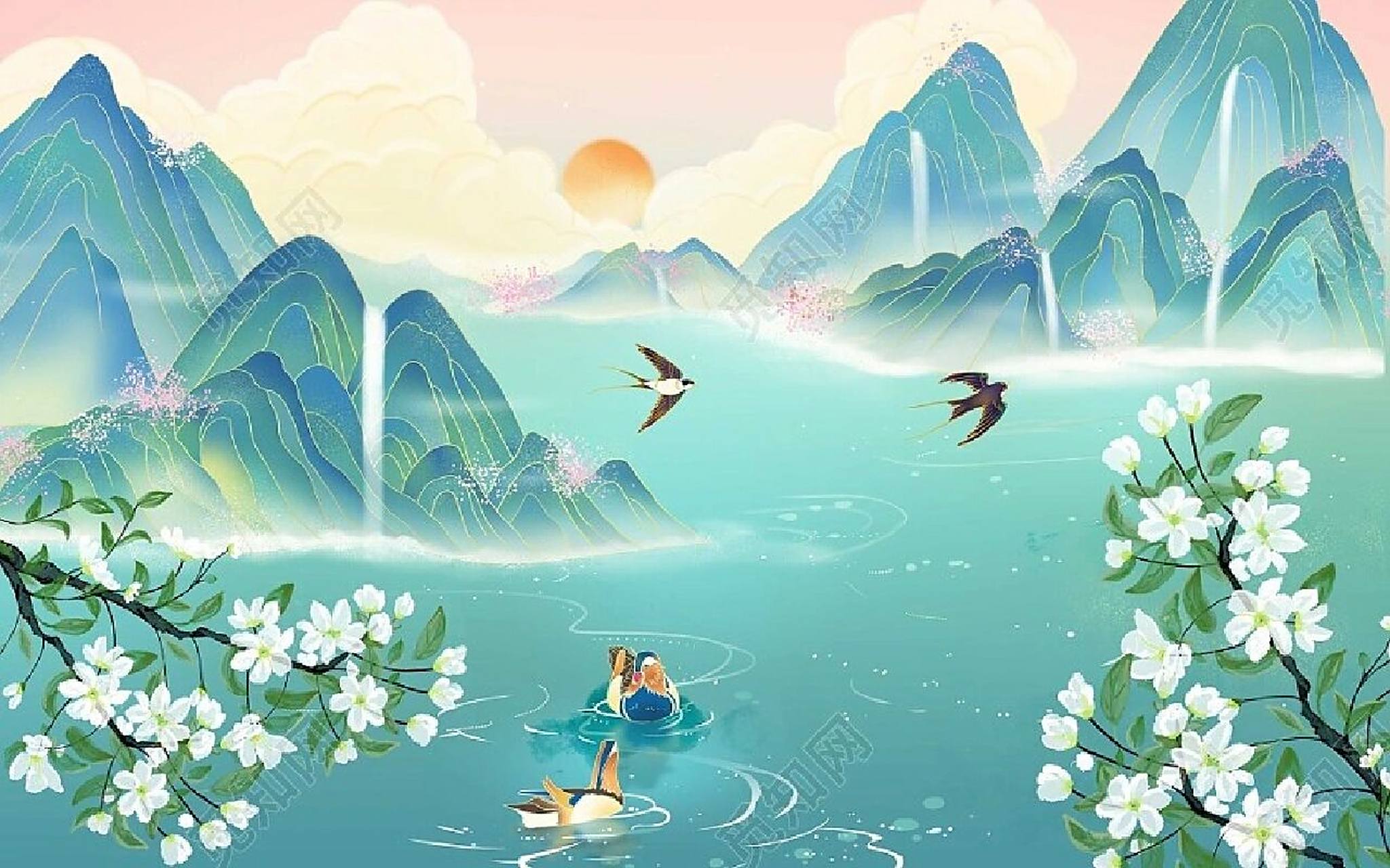 国潮山水▏横版背景素材 ⛰️国潮山水背景素材分享来咯! 素材标