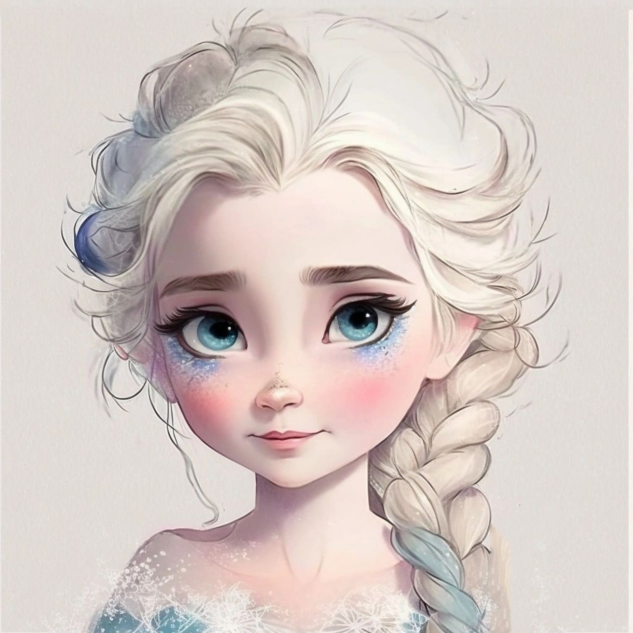 迪士尼公主头像-艾莎公主 elsa 萌版水彩风格的艾莎 下一篇画哪位公主