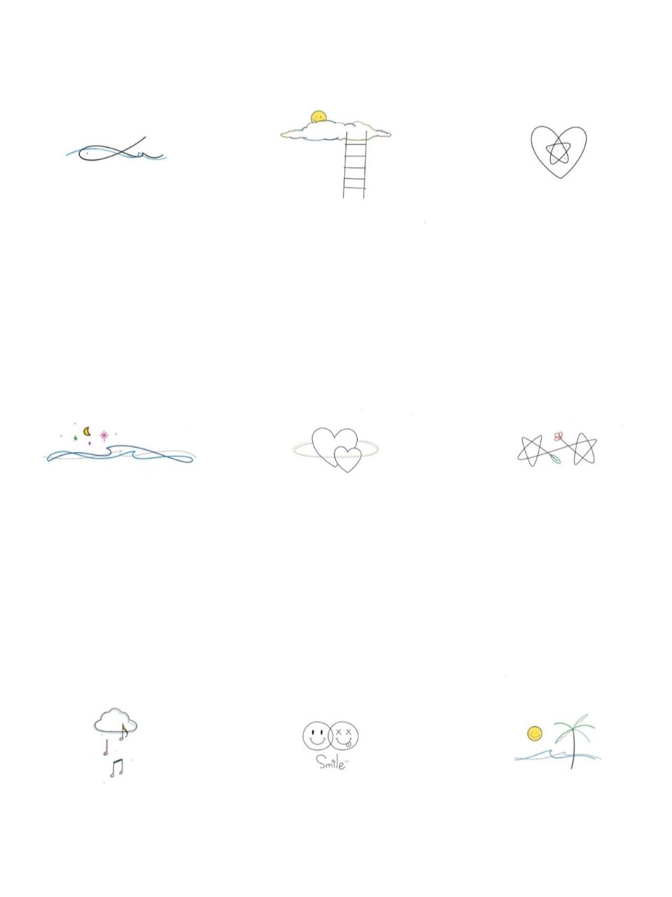 简单清新的小纹身手稿图案 近期画的小小图案,清新简约,可甜可咸