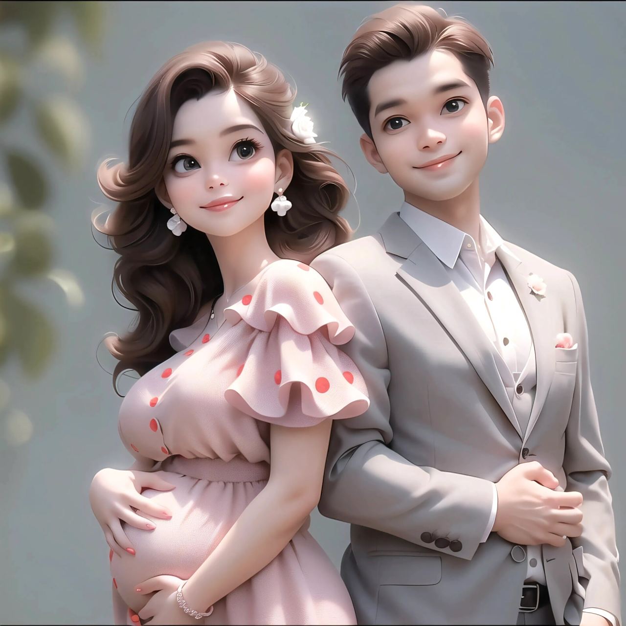 一家三口头像～漂亮的孕妈妈 喜欢9315取图