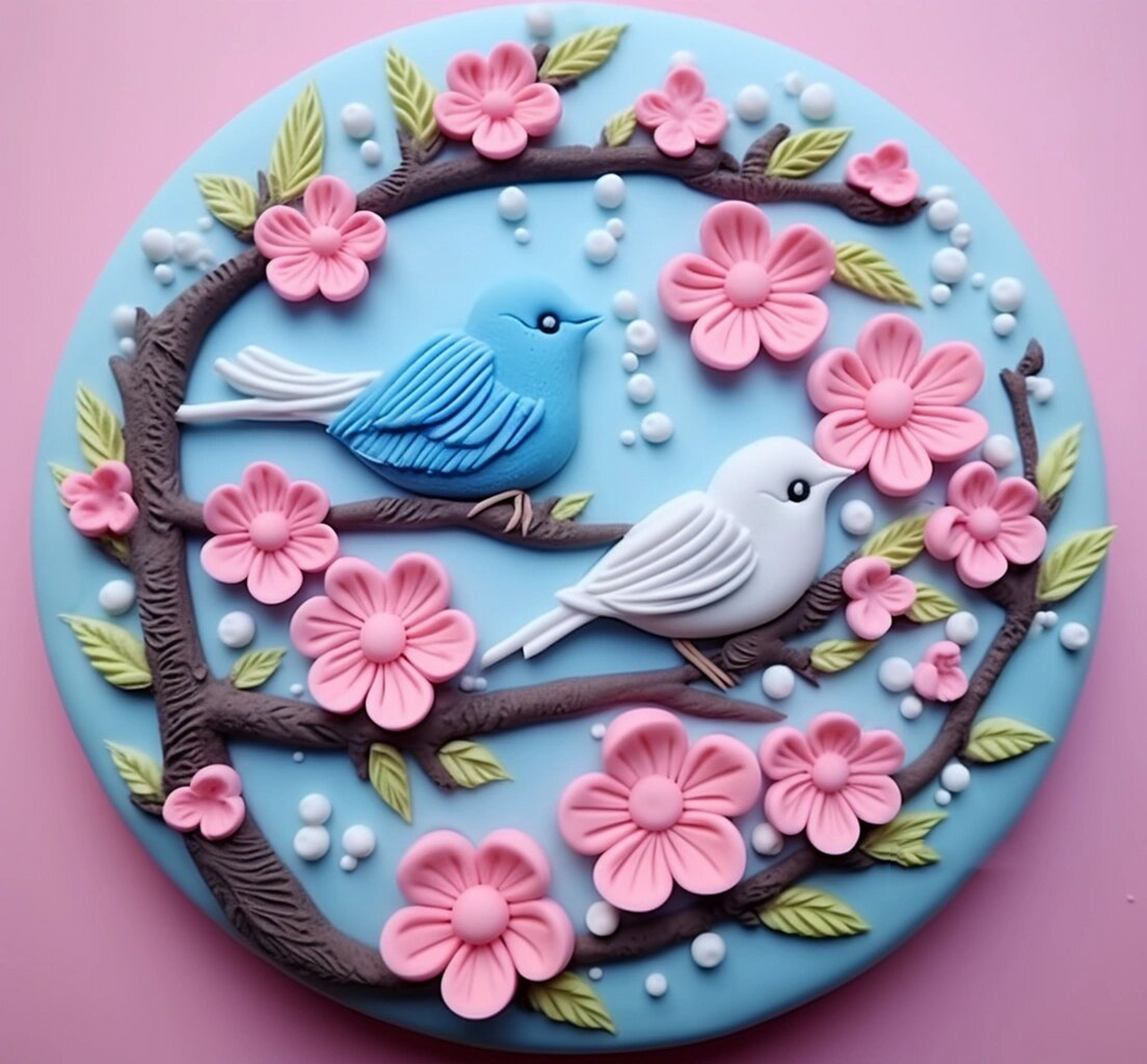 粘土~书上的小鸟创意手工粘土画