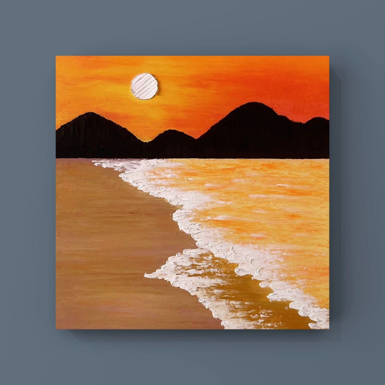 油画棒|落日余晖·新手93 |附步骤色号 "落日晚霞弥漫着橘色系"油画