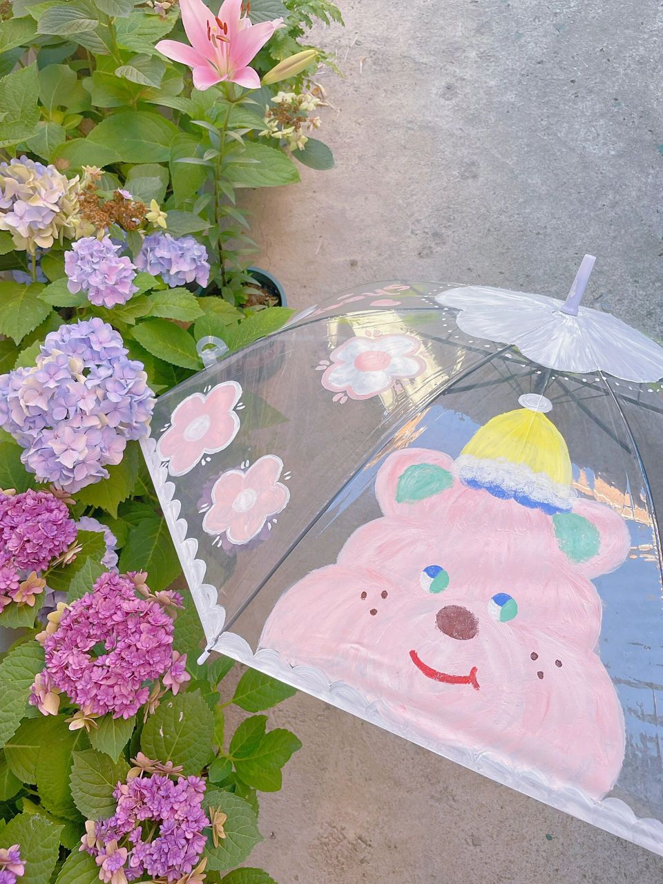 于是我们就接手了透明雨伞diy 图上的图案参考了小红书的博主的图案