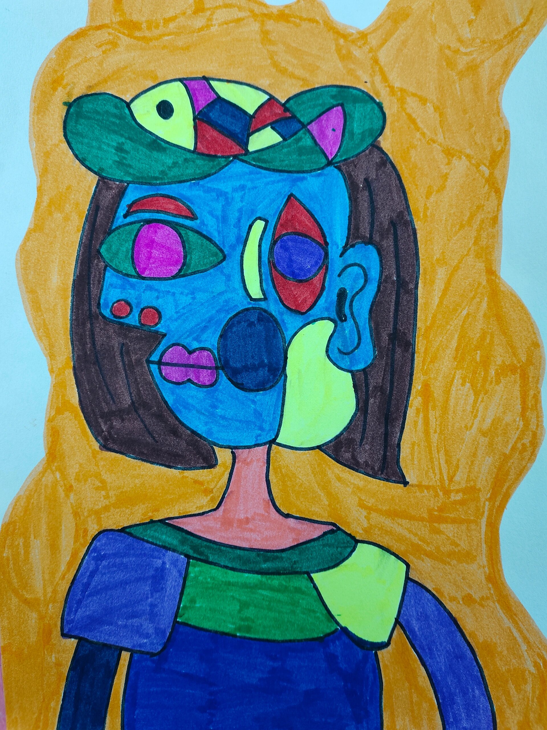 五年级下册第1课《巨匠童心》学生作业 《巨匠童心》--毕加索立体主义