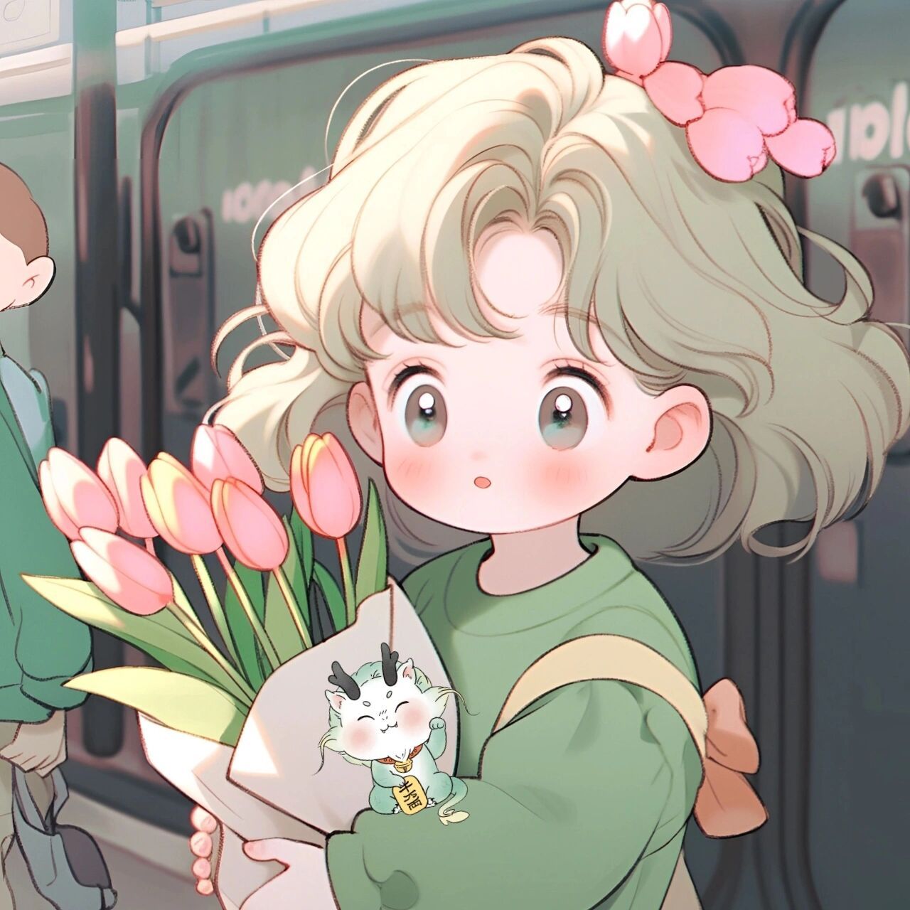 超甜孕妈头像龙宝宝孕妈孕爸情侣头像动漫