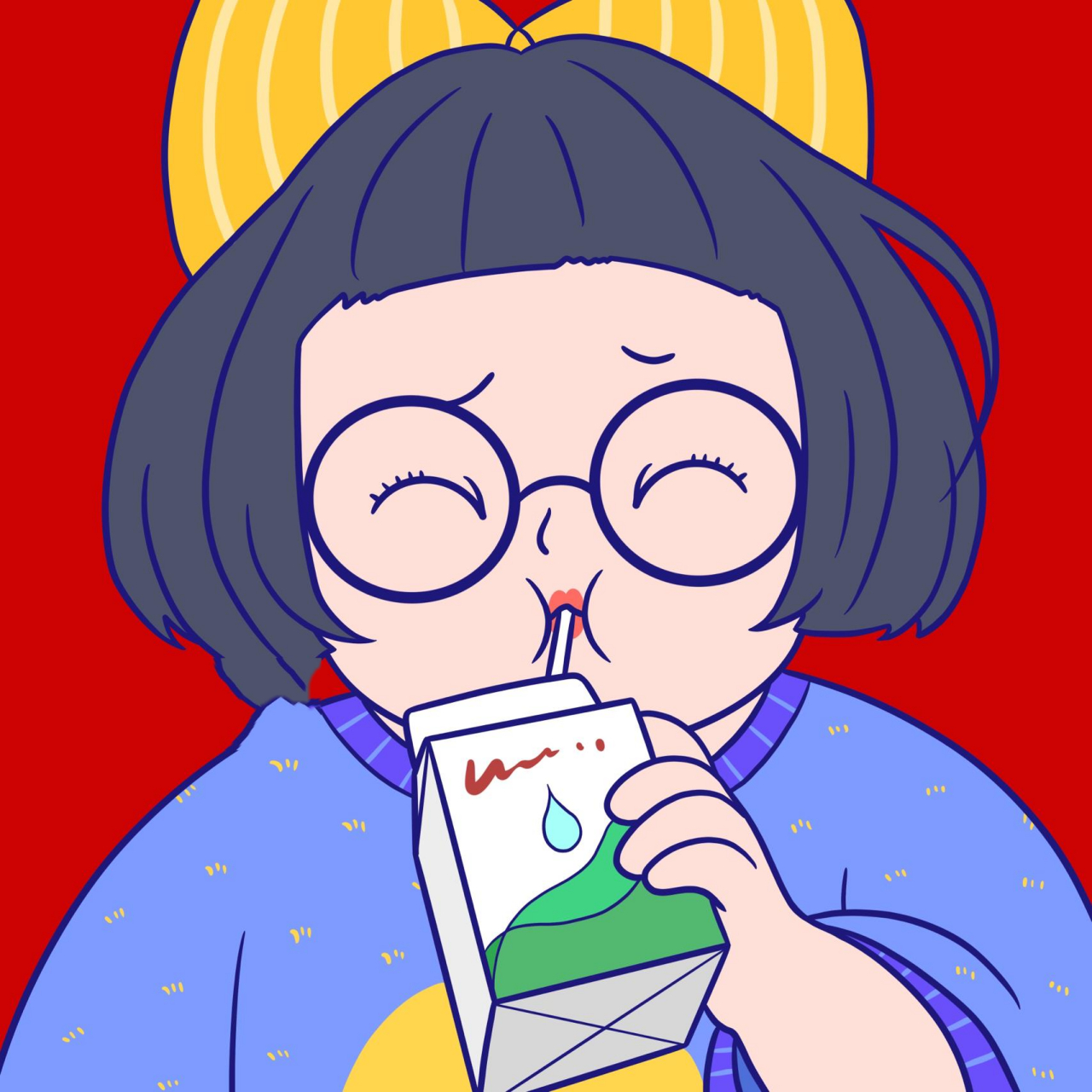 开心的胖子们!手绘头像,原创卡通漫画插画 失控的胖子们!哈哈哈.