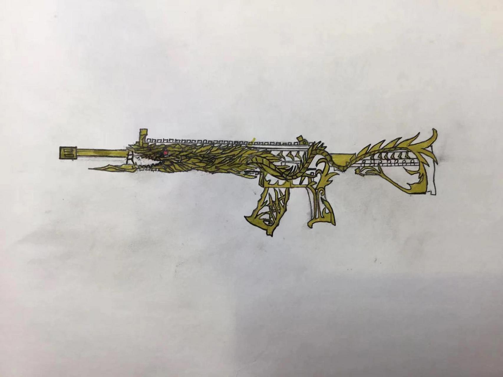 手绘和平精英m416五爪金龙77 觉得画的好就点个赞.
