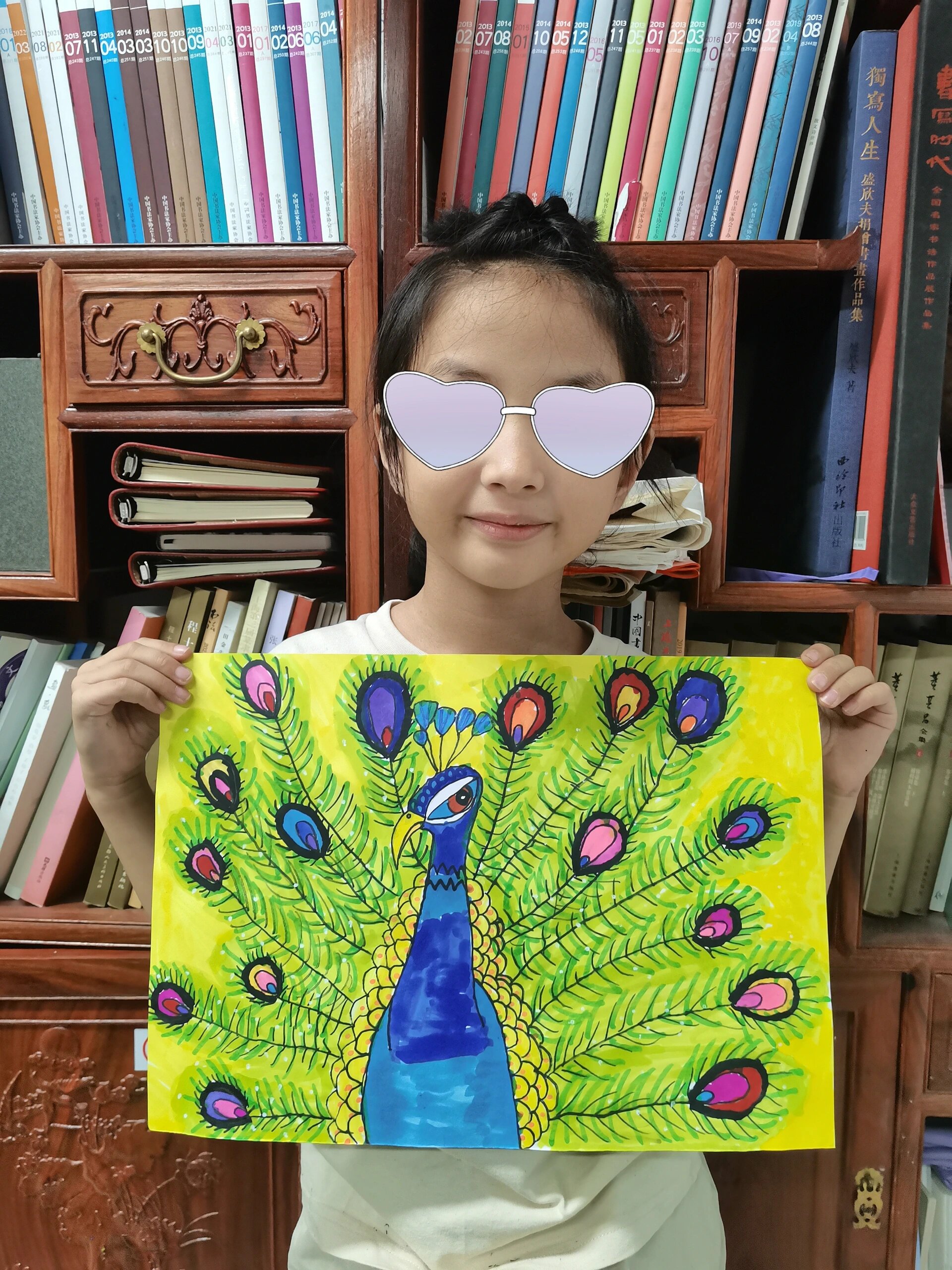 创意画7-9岁《孔雀开屏》适合大班一年级