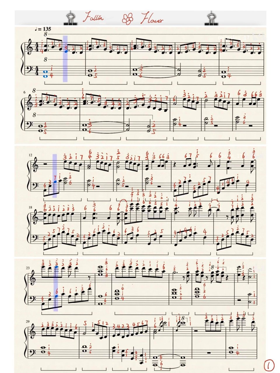 seventeen 《fallin flower》落花钢琴简谱     落花我的神,文俊辉