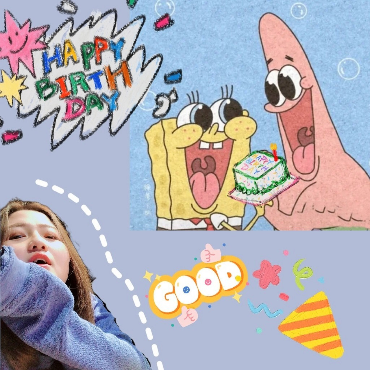 派大星在祝我生日快乐 醒图真的是我的爱啊 生日p图 醒图生日模板