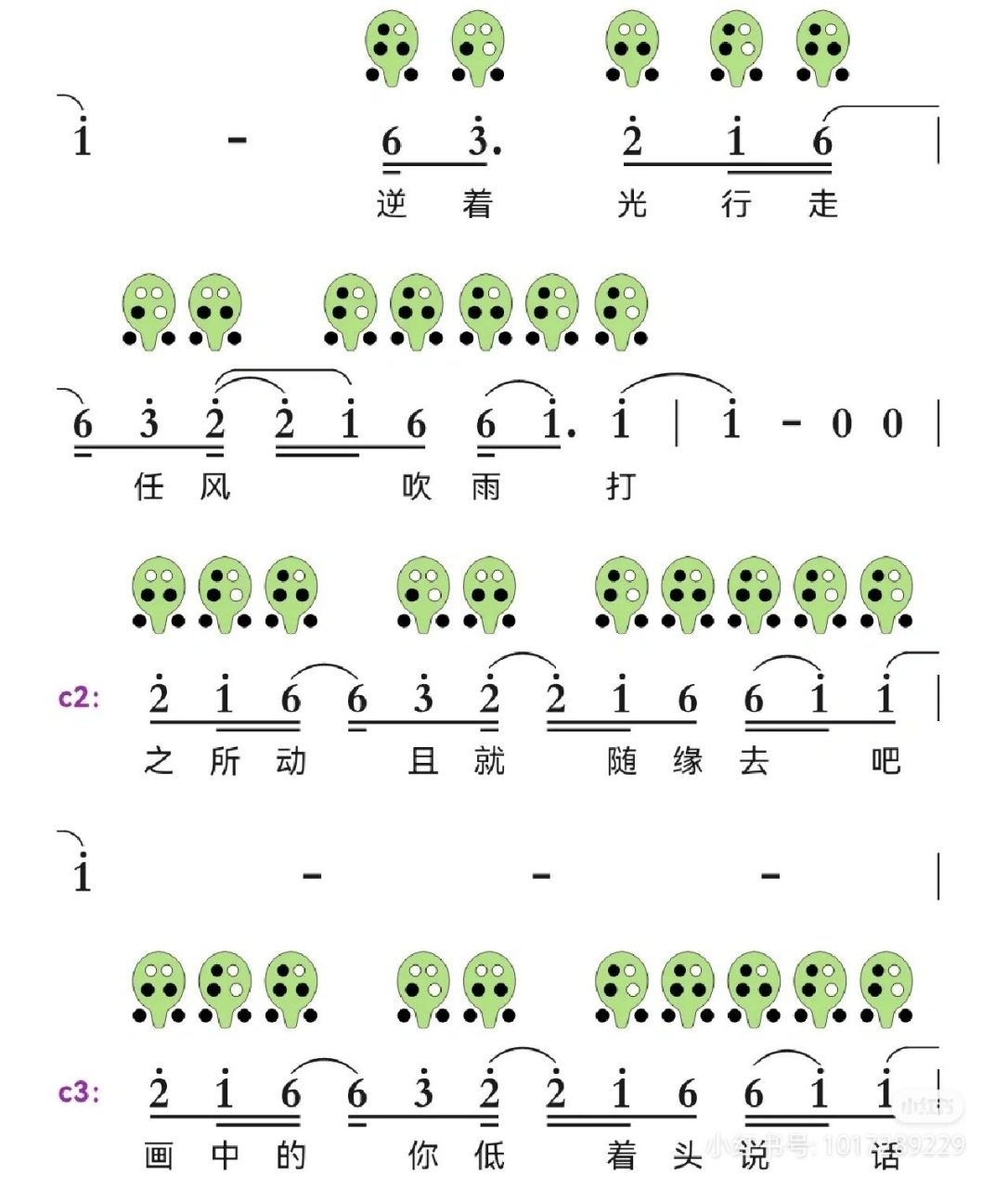 起风了陶笛12孔指法图片