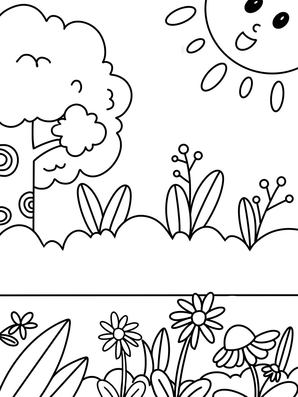 春天主题 装饰画 儿童画 简笔画 带线稿 #创意美术儿童画# #儿童简笔