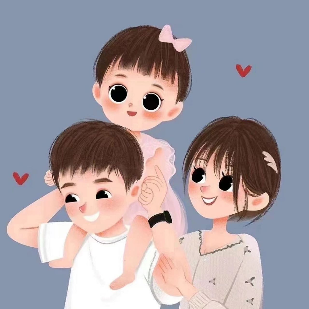 一家三口情侣头像⚈₃⚈三口之家の卡通头像 今日份の好看的一