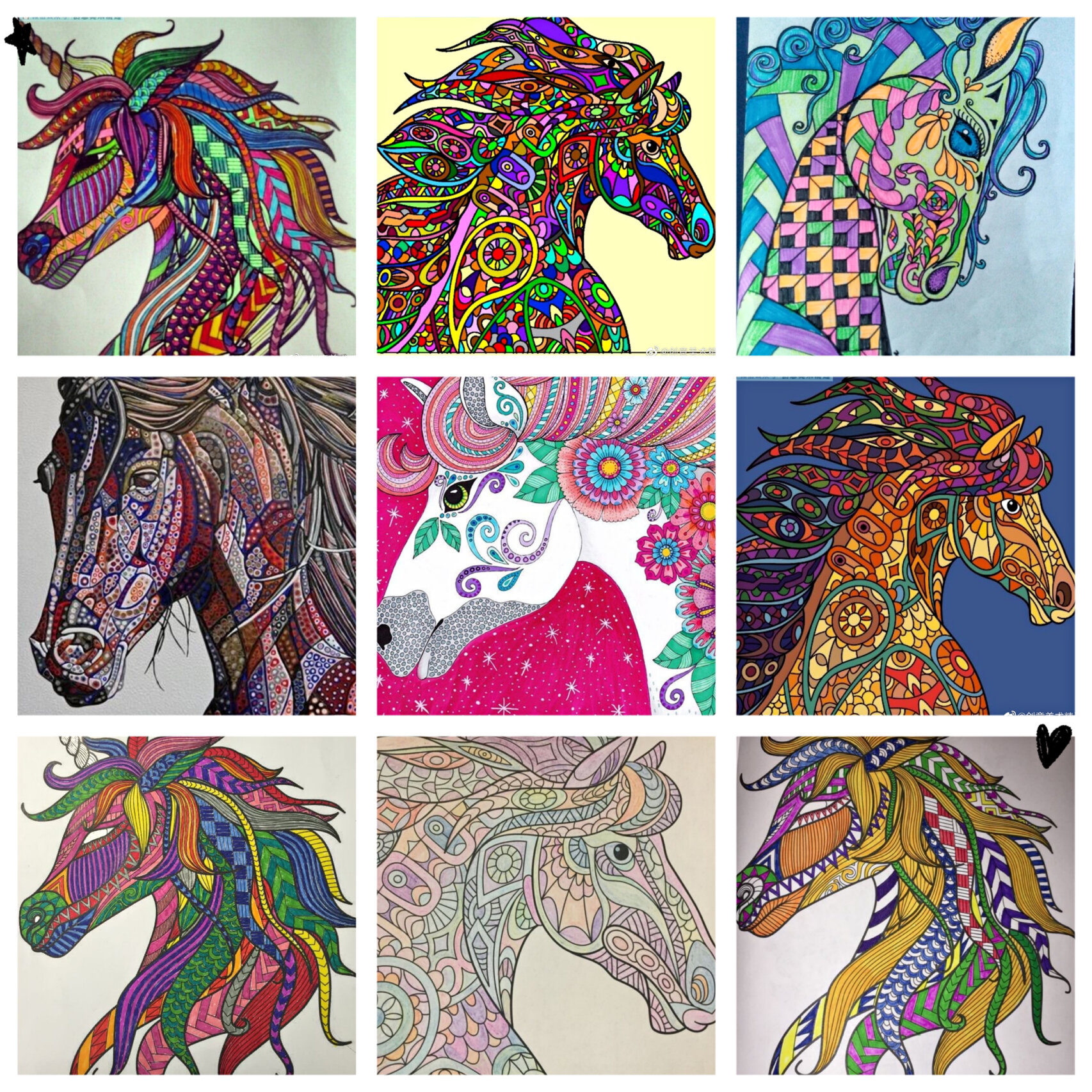 素材分享|骏马|装饰画 马|线描 马