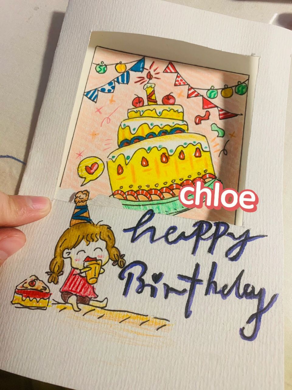 借鉴了大神的手稿,结合后手绘了生日贺卡送给妈妈妈妈很喜欢