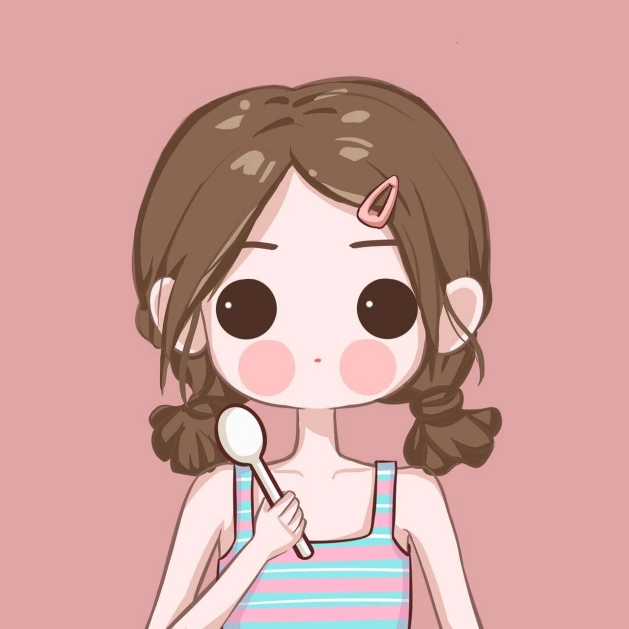 双丸子头可爱女生头像～ 夏天怎么能不吃冰激凌呢?(虽然今天降温)