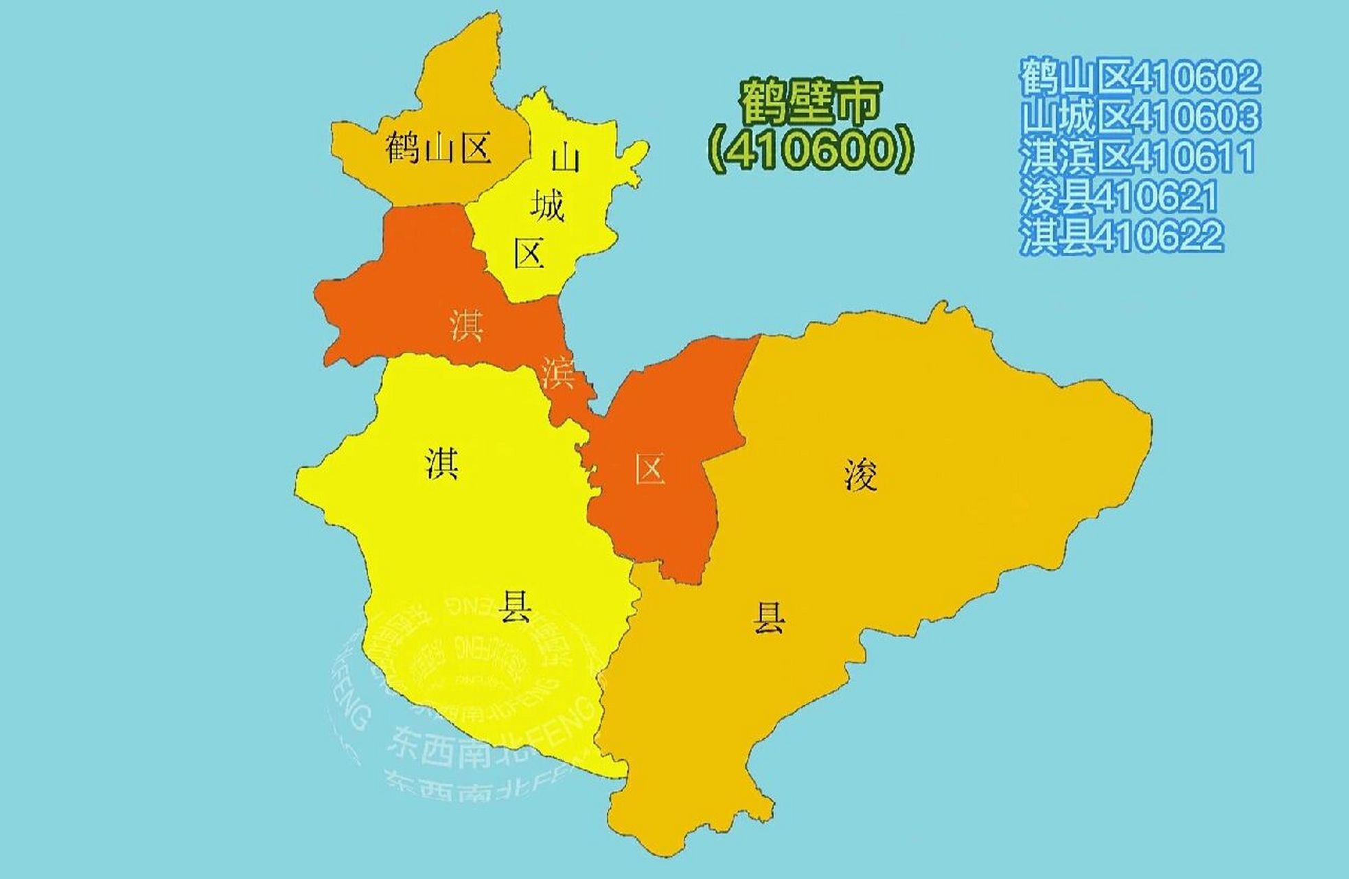 河南行政区划地图 鹤壁,商朝首都朝歌所在地,下辖3区2县:淇滨区,山