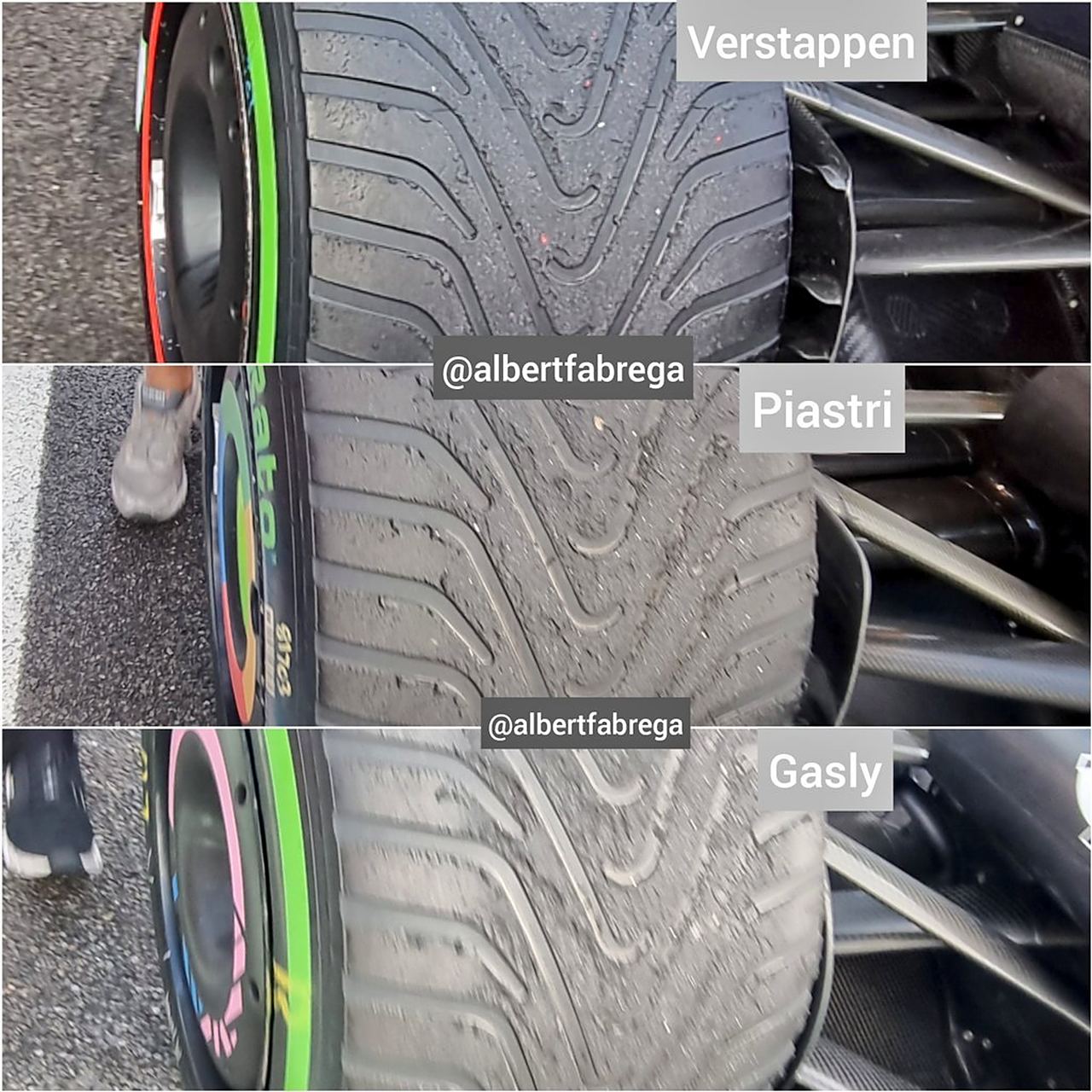 冲刺赛前三名的轮胎磨损差异![惊哭]2023f1比利时大奖赛冲刺赛f1