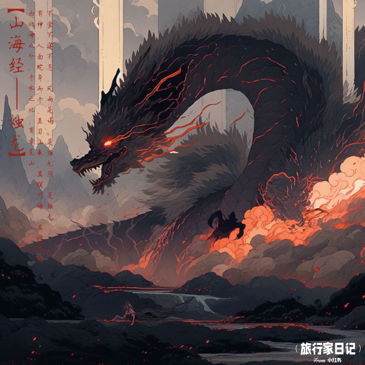  山海经> 异兽录 【烛阴】【化龙态】 《山海经·大荒北经》记载:"西