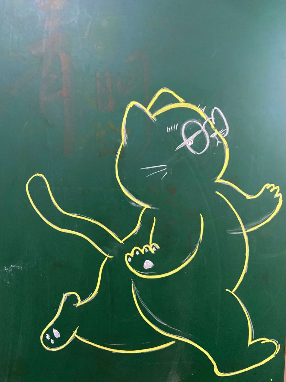 黑板报|粉笔画61一只摆烂小猫咪