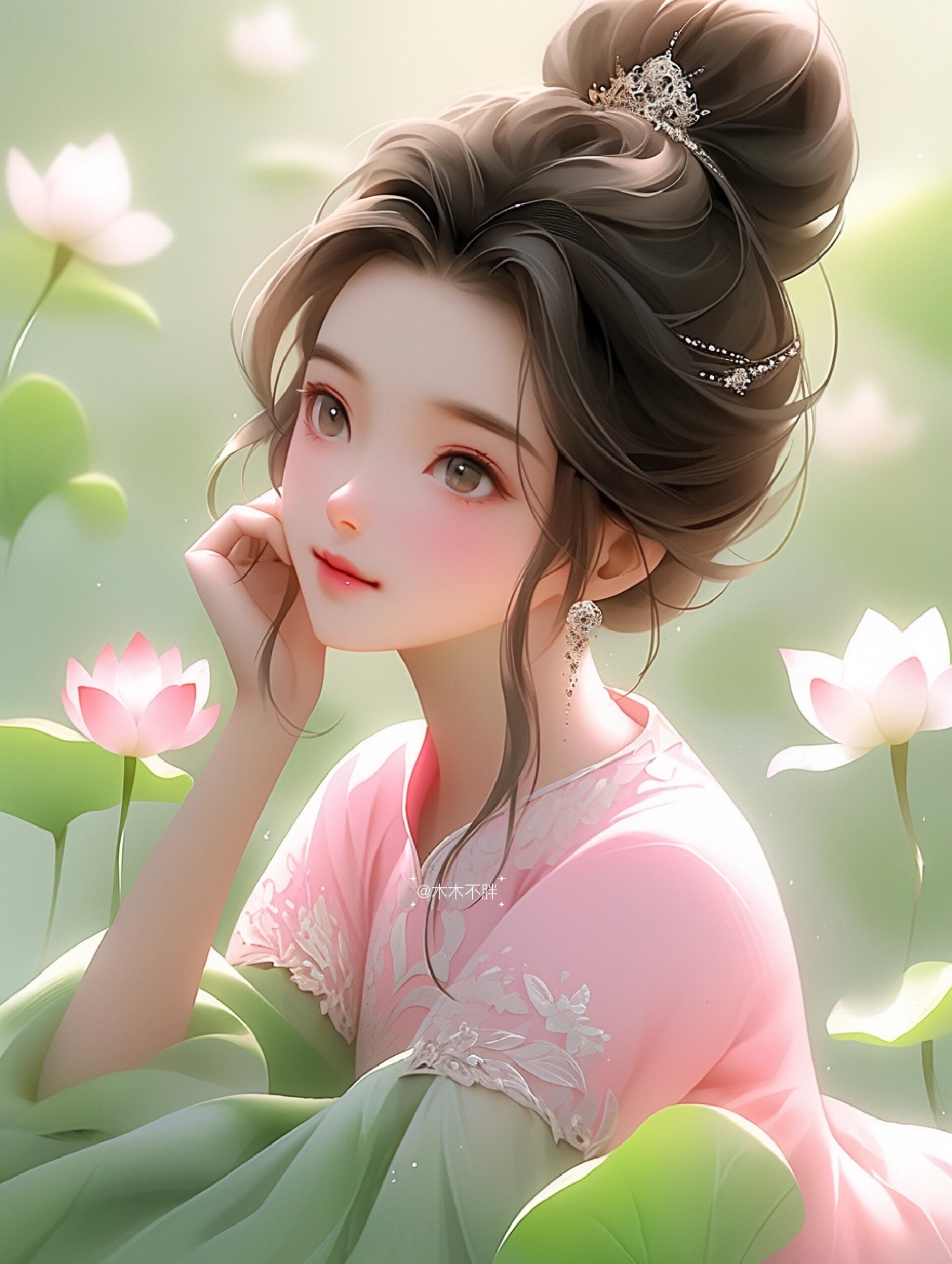 超好看的女生头像|夏日荷花古风头像