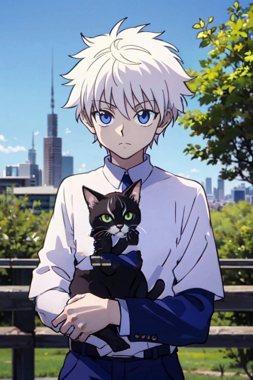 "94奇犽超温柔怀抱猫猫~全职猎人奇犽壁纸          奇犽老公太帅啦