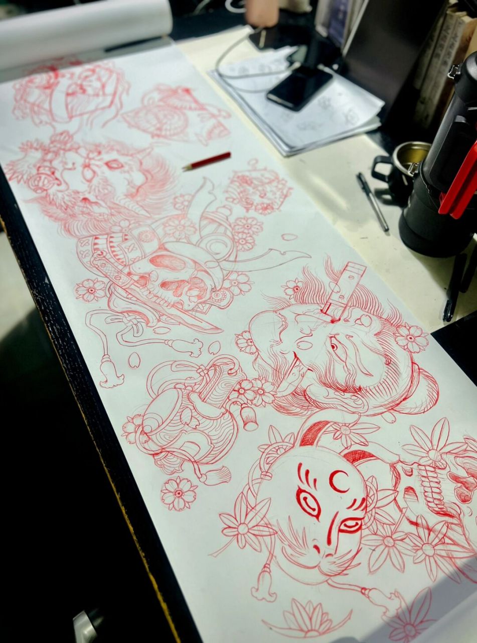 老传统小图集《百妖图》长卷 #妖怪纹身# #老传统小图# #老传统