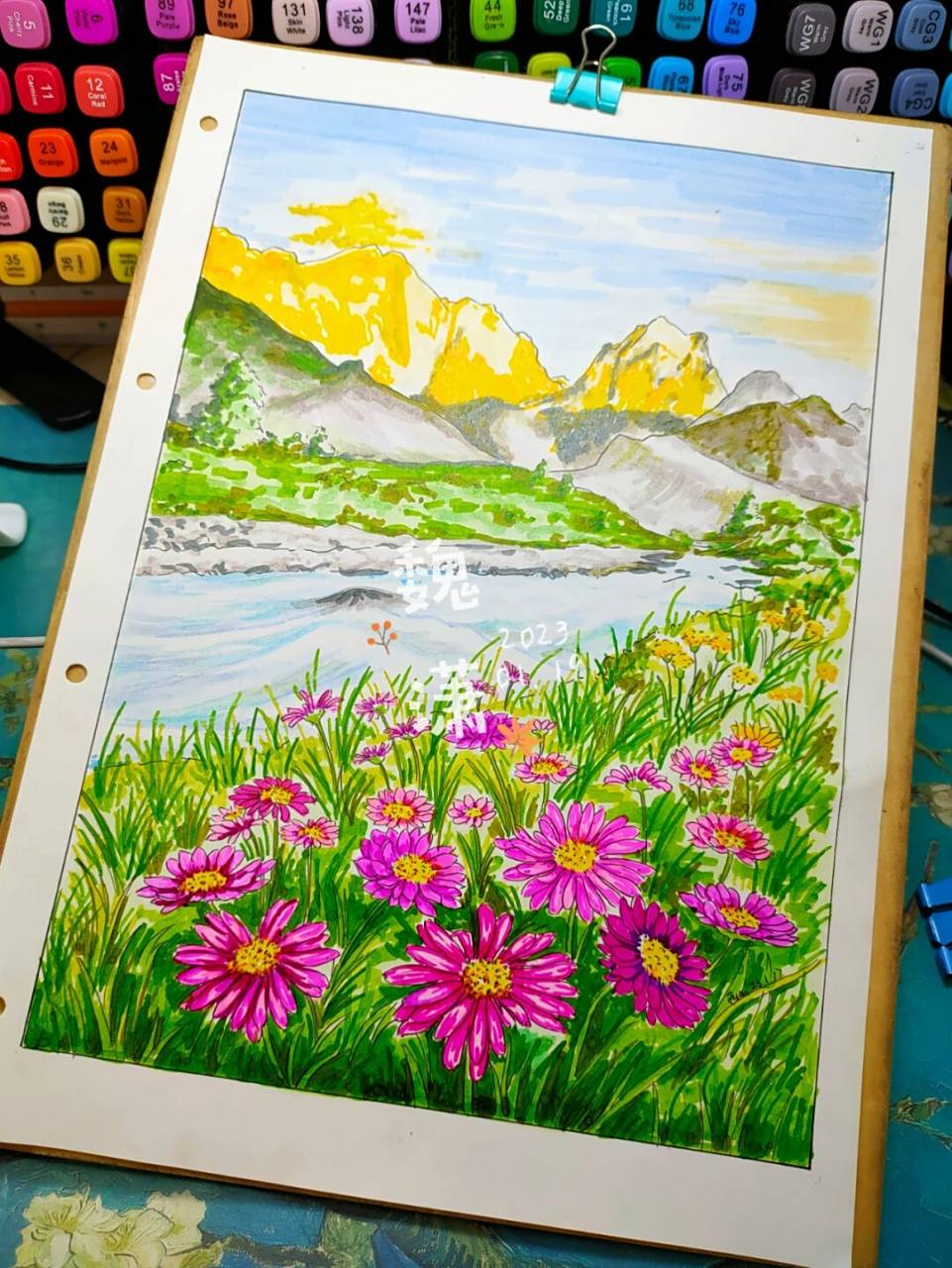 马克笔风景画# #没心没肺快乐加倍##马克笔教程# #马克笔画# #梅里