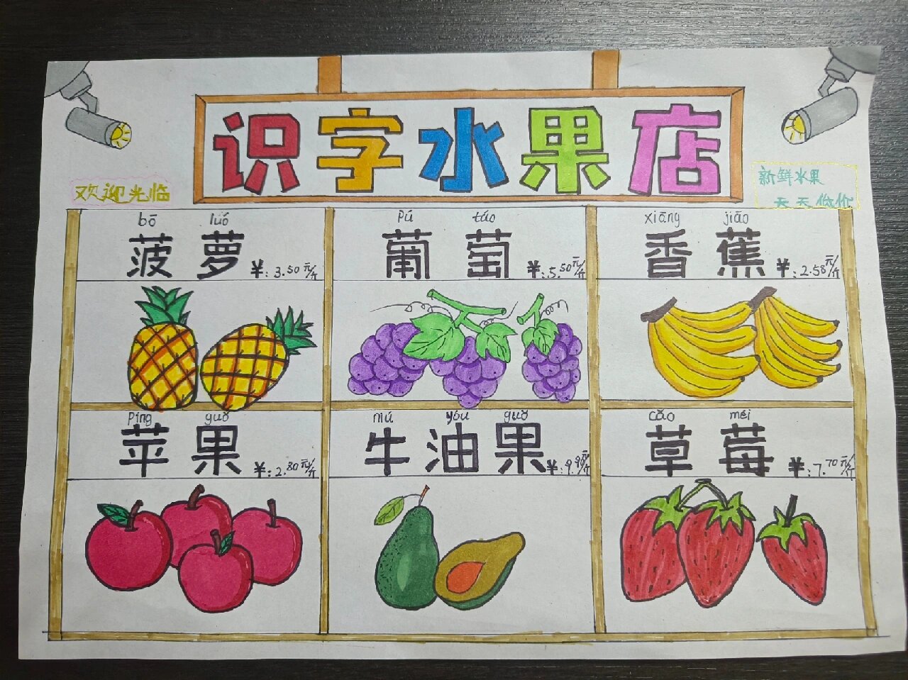 水果识字小报