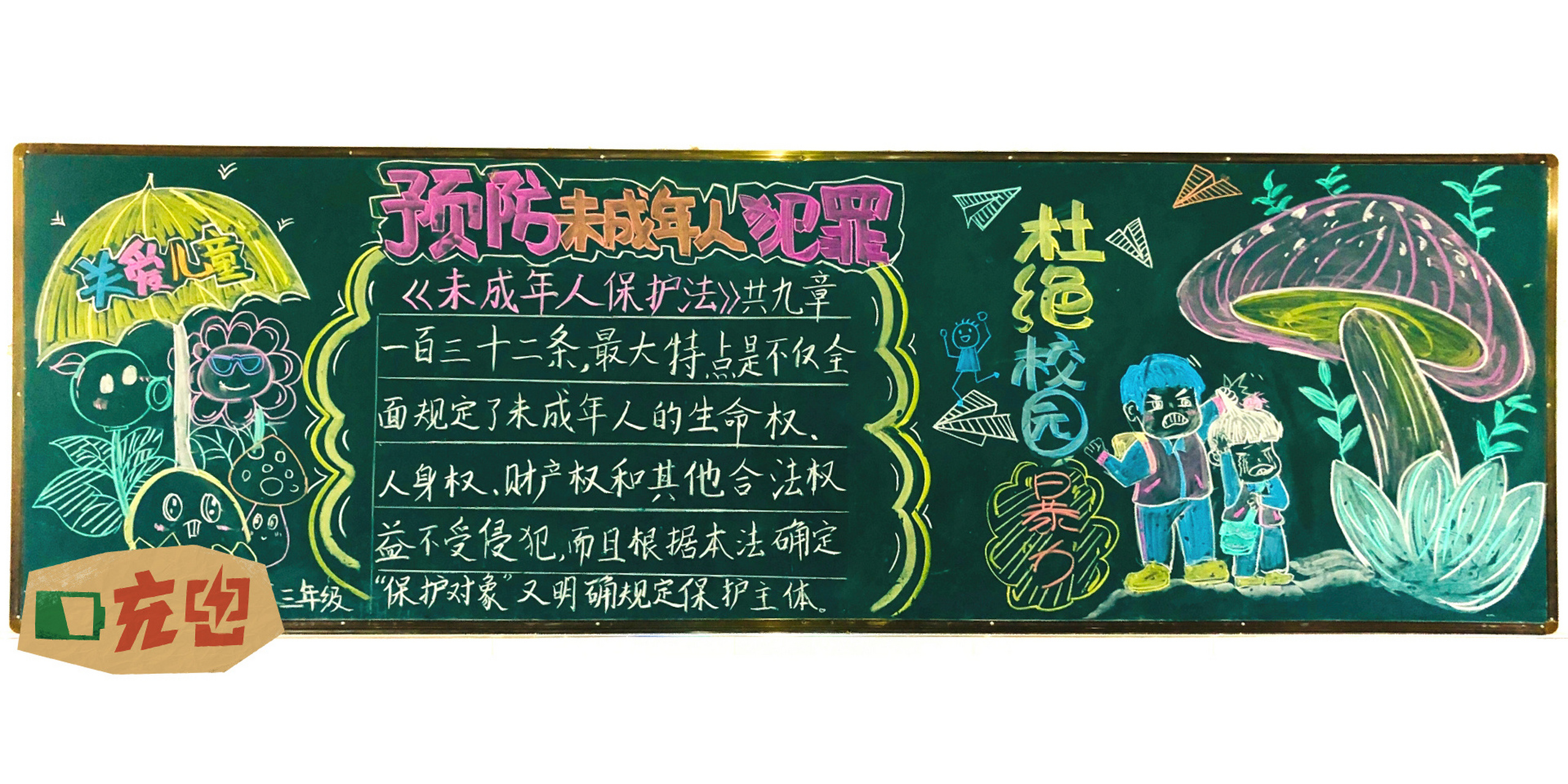 预防未成年人犯罪黑板报 是三年级的宝宝们出的黑板报吗?