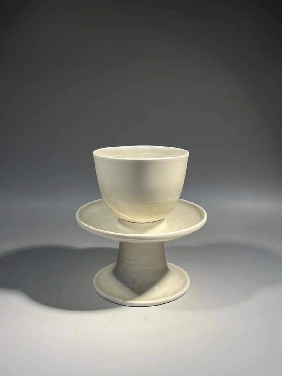 五代 邢窑白釉高足托盏一套